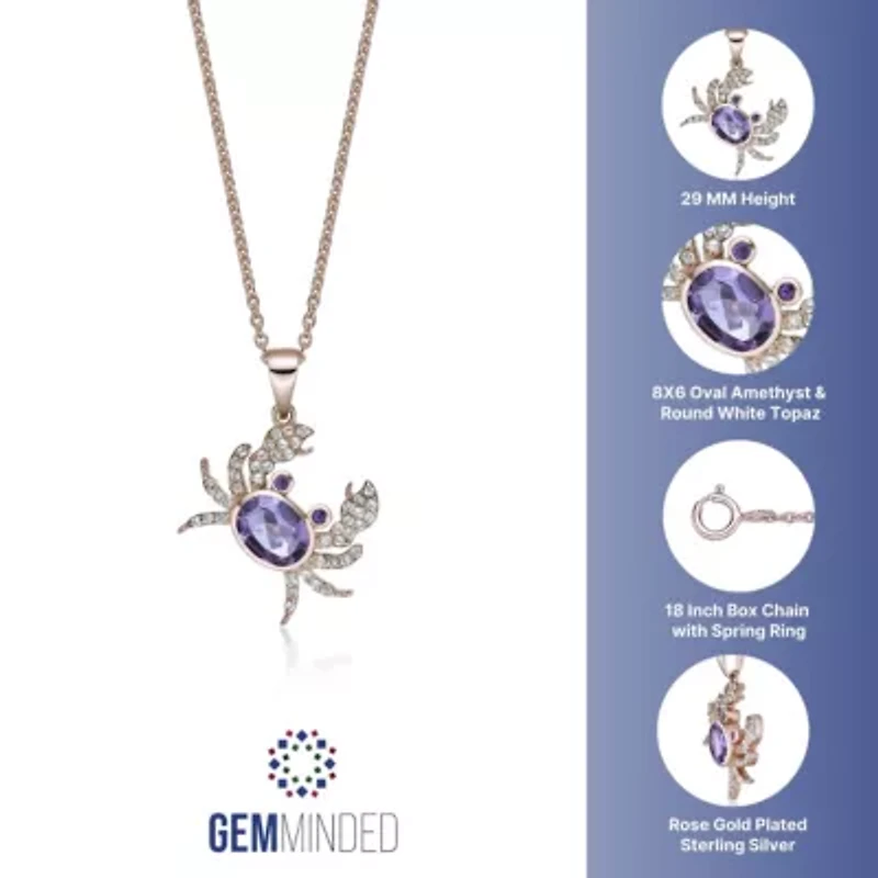 Gold Over Silver Amethyst and White Topaz Crab Pendant Necklace