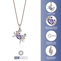 Gold Over Silver Amethyst and White Topaz Crab Pendant Necklace