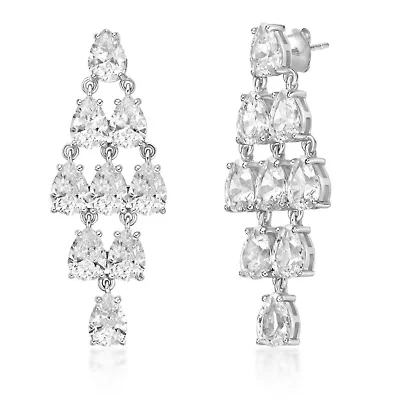 Lab Created 13 1/2 ct. t.w. White Sapphire Drop Earrings in Sterling Silver