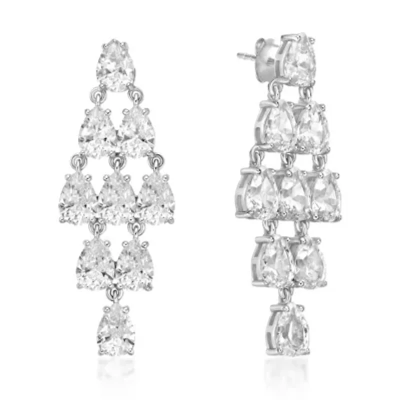 Lab Created 13 1/2 ct. t.w. White Sapphire Drop Earrings in Sterling Silver