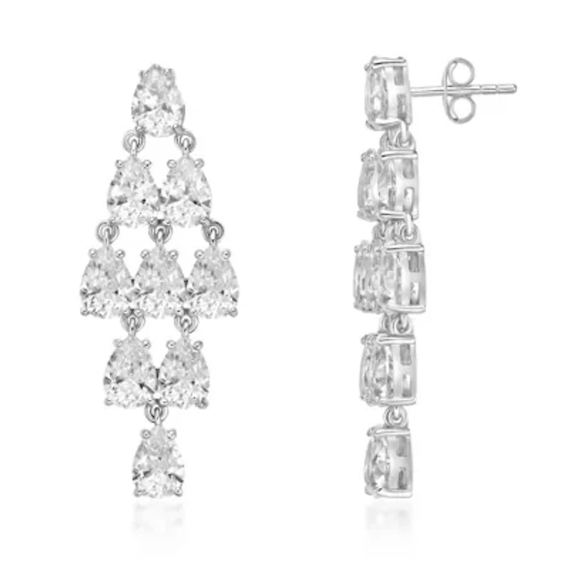 Lab Created 13 1/2 ct. t.w. White Sapphire Drop Earrings in Sterling Silver