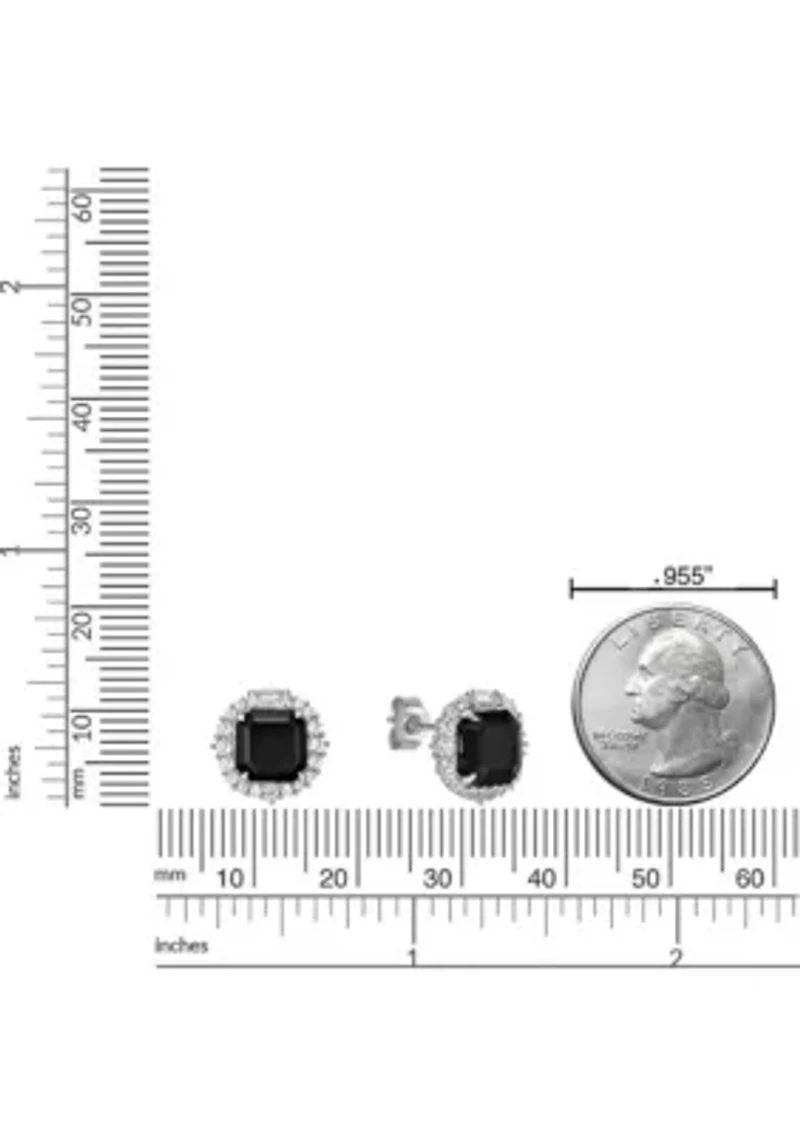 3 ct. t.w.Black Onyx and 1/5 ct. t.w. Created White Sapphire Earrings in Sterling Silver