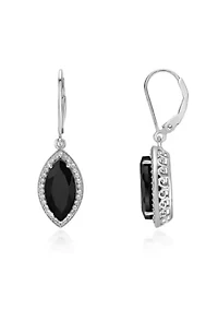 2 7/8 ct. t.w. Black Onyx and 5/8 ct. t.w. Created Whire Sapphire Earrings in Sterling Silver