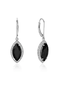 2 7/8 ct. t.w. Black Onyx and 5/8 ct. t.w. Created Whire Sapphire Earrings in Sterling Silver