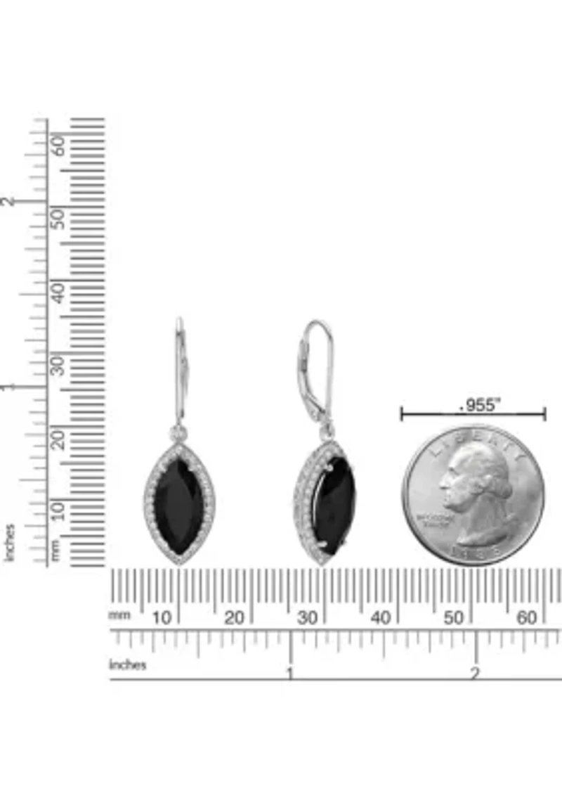 2 7/8 ct. t.w. Black Onyx and 5/8 ct. t.w. Created Whire Sapphire Earrings in Sterling Silver
