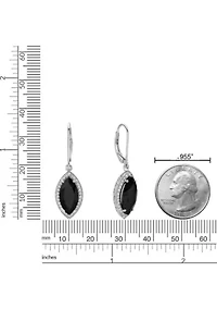 2 7/8 ct. t.w. Black Onyx and 5/8 ct. t.w. Created Whire Sapphire Earrings in Sterling Silver