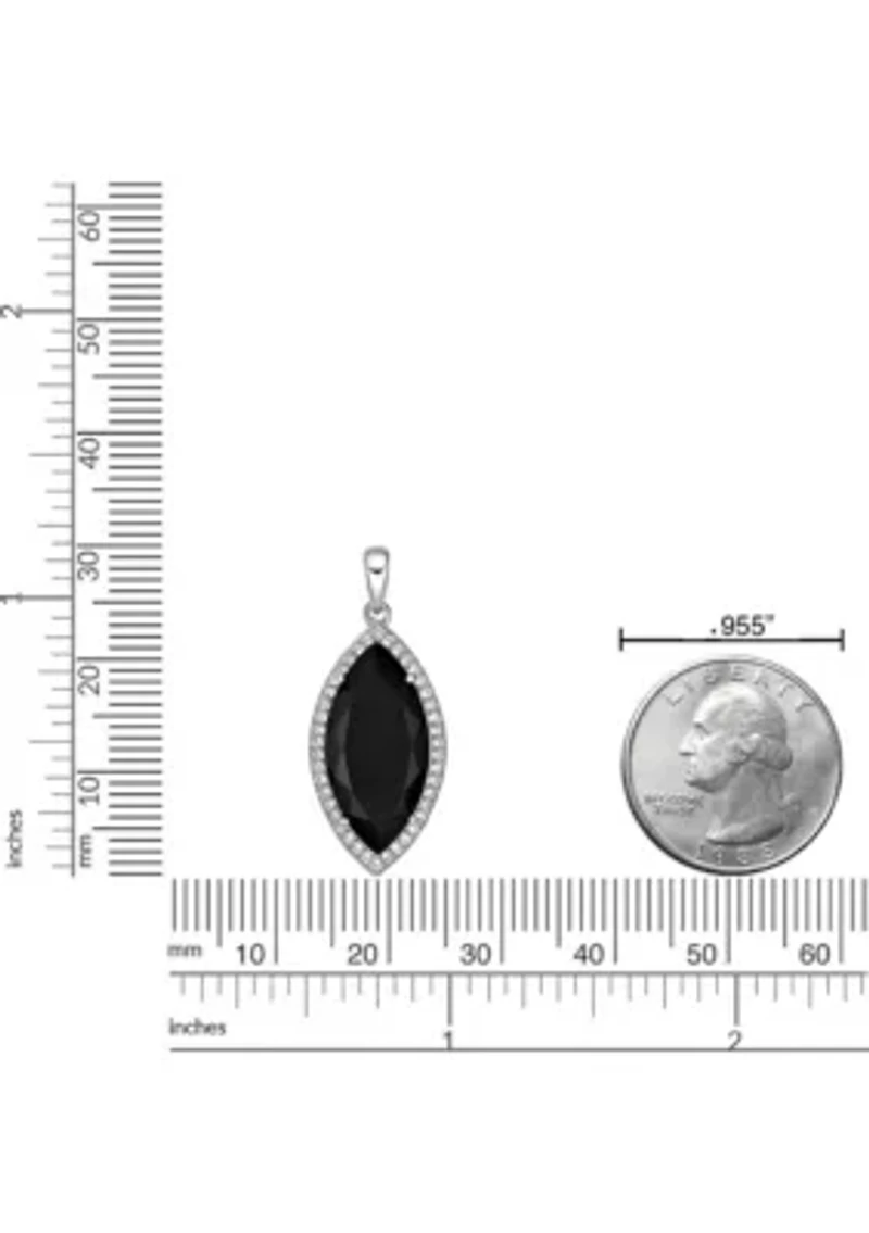 7 ct. t.w. Black Onyx and 5/8 ct. t.w. Created Whire Sapphire Pendant in Sterling Silver