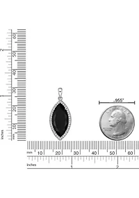 7 ct. t.w. Black Onyx and 5/8 ct. t.w. Created Whire Sapphire Pendant in Sterling Silver