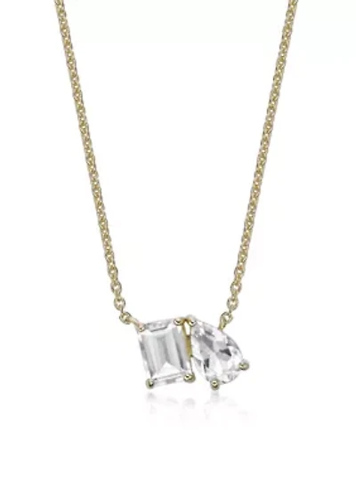 2 1/10 ct. t.w. White Topaz Pendant Necklace in 2 Micron Gold Plated Sterling Silver