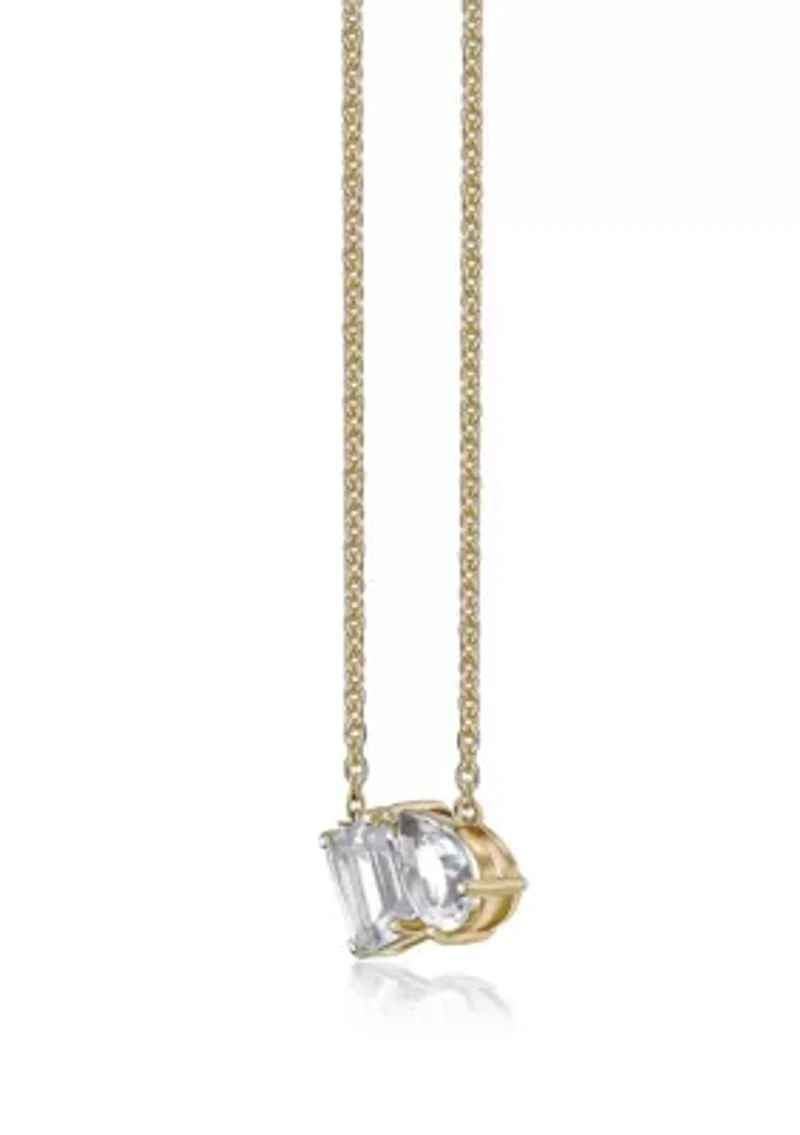 2 1/10 ct. t.w. White Topaz Pendant Necklace in 2 Micron Gold Plated Sterling Silver