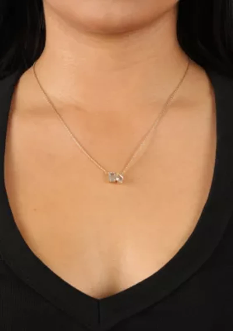 2 1/10 ct. t.w. White Topaz Pendant Necklace in 2 Micron Gold Plated Sterling Silver
