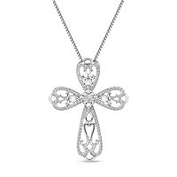 Diamond Accent Cross Pendant in Sterling Silver