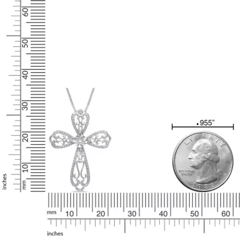 Diamond Accent Cross Pendant in Sterling Silver