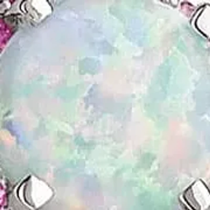 1.2 ct. t.w. Created Opal, Created Pink Sapphire & Diamond Accent Pendant Necklace in Sterling Silver