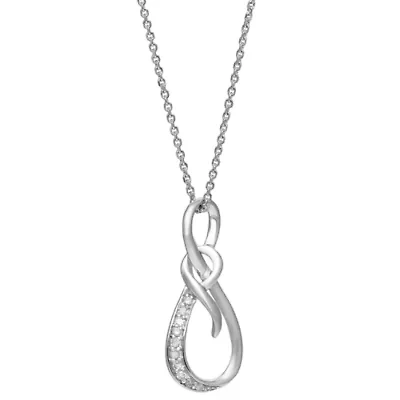 Diamond Accent Infinity Drop Pendant in Sterling Silver