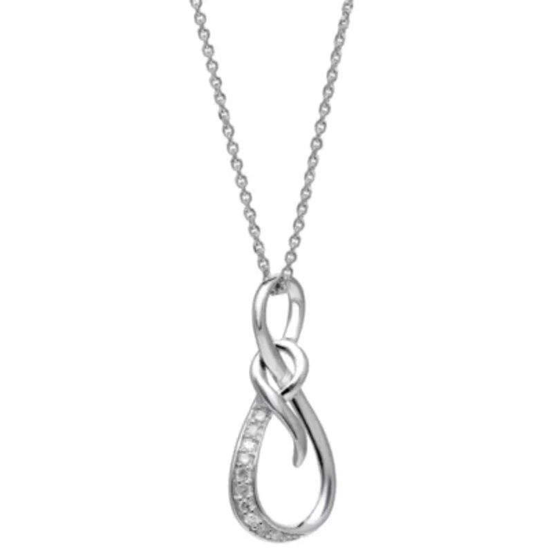 Diamond Accent Infinity Drop Pendant in Sterling Silver
