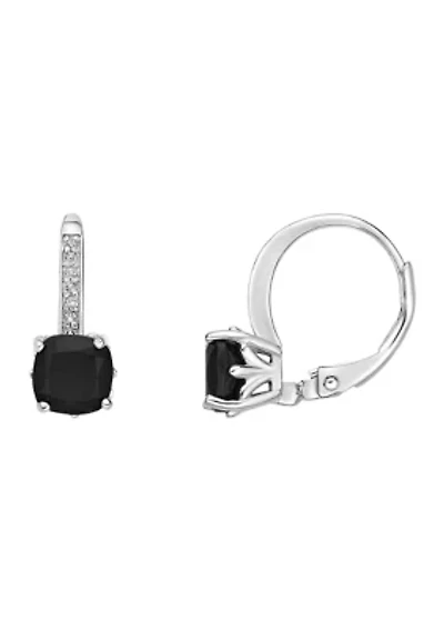 1.6 ct. t.w. Black Onyx and White Topaz Accent Earrings in Sterling Silver
