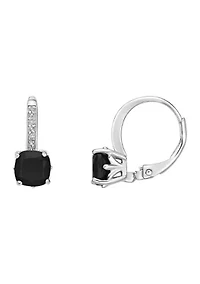 1.6 ct. t.w. Black Onyx and White Topaz Accent Earrings in Sterling Silver