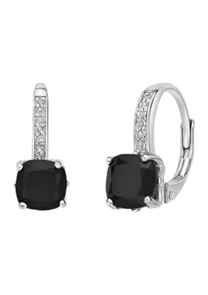 1.6 ct. t.w. Black Onyx and White Topaz Accent Earrings in Sterling Silver