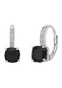 1.6 ct. t.w. Black Onyx and White Topaz Accent Earrings in Sterling Silver