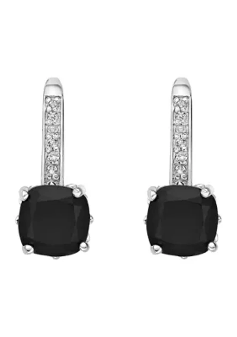 1.6 ct. t.w. Black Onyx and White Topaz Accent Earrings in Sterling Silver