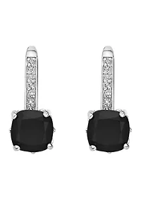 1.6 ct. t.w. Black Onyx and White Topaz Accent Earrings in Sterling Silver