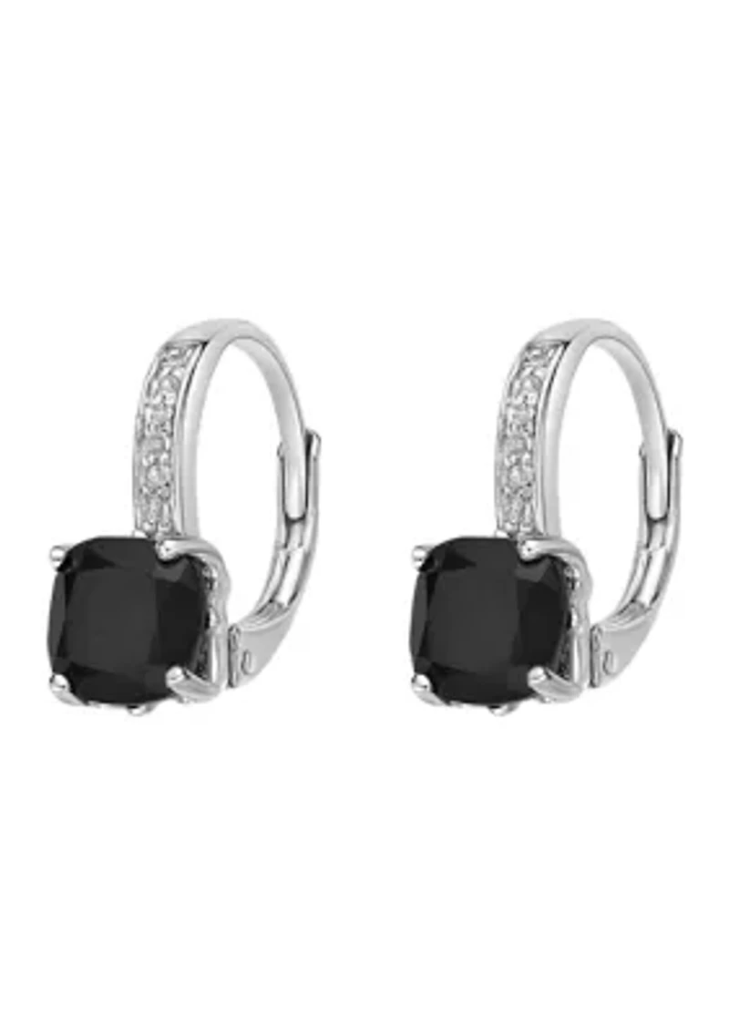 1.6 ct. t.w. Black Onyx and White Topaz Accent Earrings in Sterling Silver
