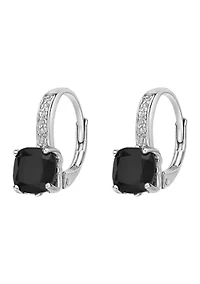 1.6 ct. t.w. Black Onyx and White Topaz Accent Earrings in Sterling Silver