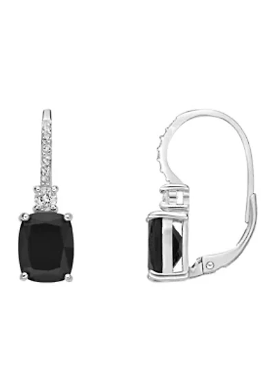 1.6 ct. t.w. Black Onyx and White Topaz Accent Earrings in Sterling Silver