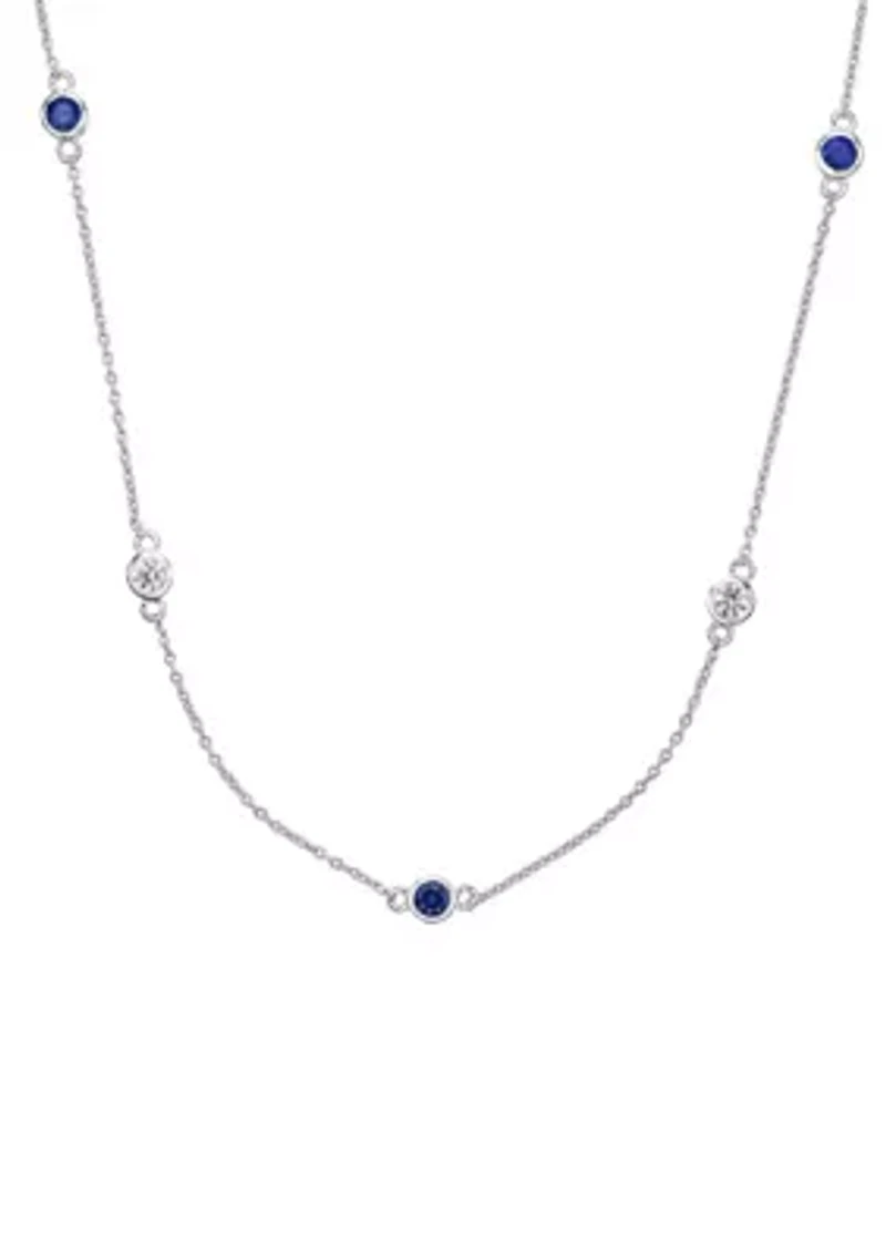 Lab Created 1/2 ct. t.w.Created Sapphire and 1/2 ct. t.w. White Topaz Pendant Necklace in Sterling Silver