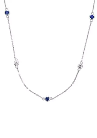 Lab Created 1/2 ct. t.w.Created Sapphire and 1/2 ct. t.w. White Topaz Pendant Necklace in Sterling Silver