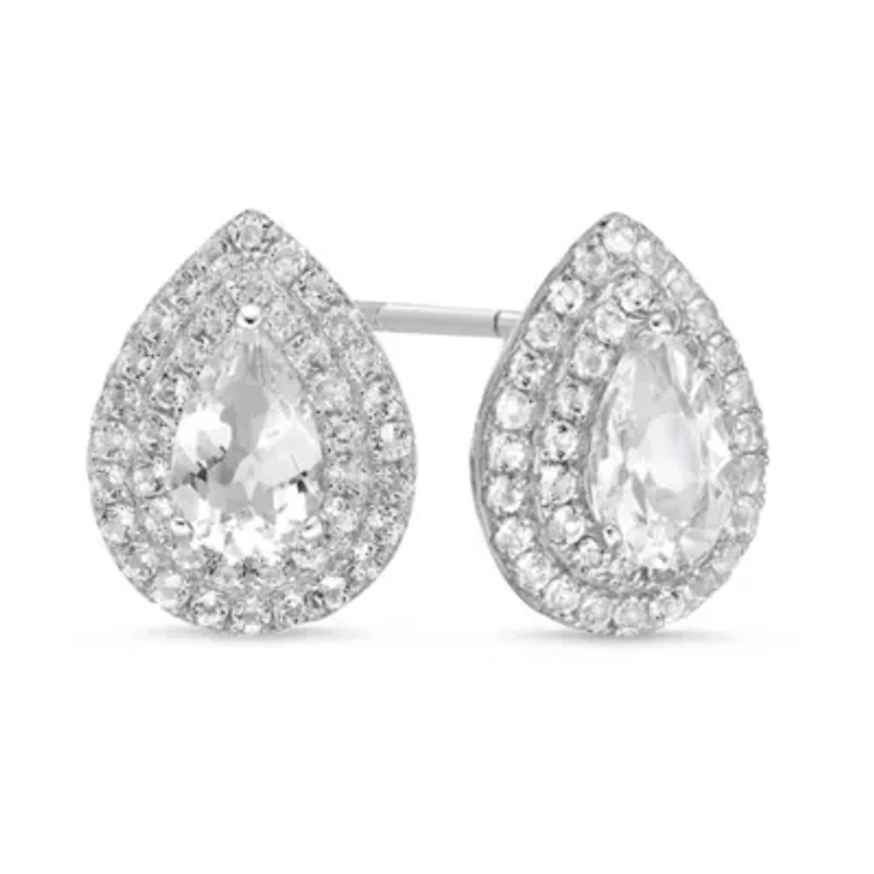 Gemstone Stud Earrings Sterling Silver