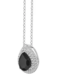 White Topaz and Black Onyx Pendant Necklace Sterling Silver
