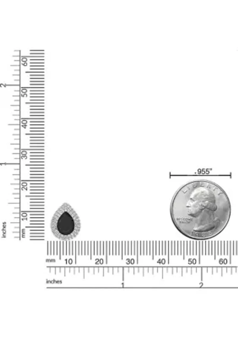 White Topaz and Black Onyx Pendant Necklace Sterling Silver