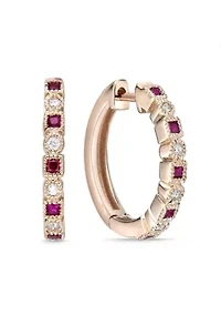 1/5 ct. t.w. Ruby and Diamond Accent Earrings in 10K Rose Gold