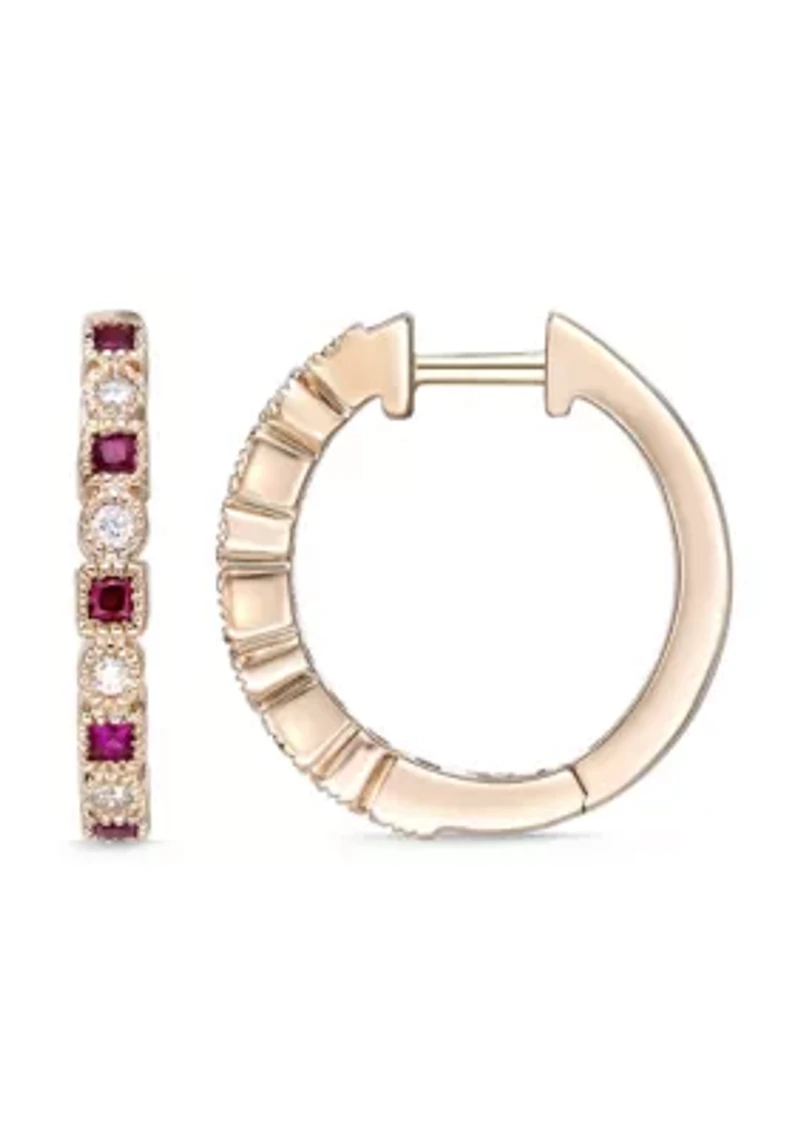 1/5 ct. t.w. Ruby and Diamond Accent Earrings in 10K Rose Gold