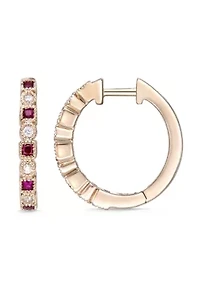 1/5 ct. t.w. Ruby and Diamond Accent Earrings in 10K Rose Gold