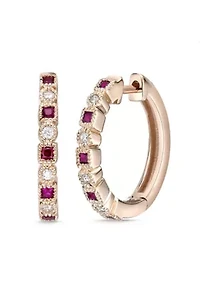 1/5 ct. t.w. Ruby and Diamond Accent Earrings in 10K Rose Gold