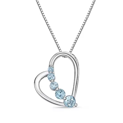 3/4 ct. t.w. Blue Topaz Heart Pendant in Sterling Silver