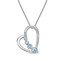 3/4 ct. t.w. Blue Topaz Heart Pendant in Sterling Silver