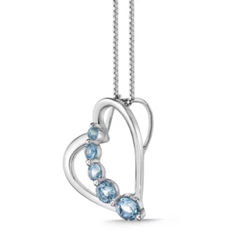 3/4 ct. t.w. Blue Topaz Heart Pendant in Sterling Silver