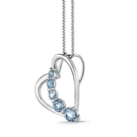 3/4 ct. t.w. Blue Topaz Heart Pendant in Sterling Silver