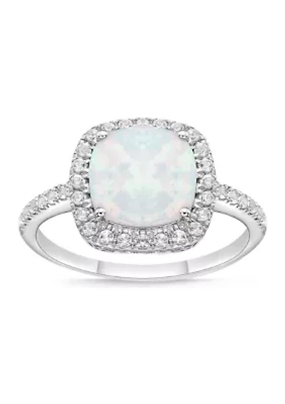 Lab Created 0.9 ct. t.w. Opal and 0.14 TDW Diamond Ring Sterling Silver