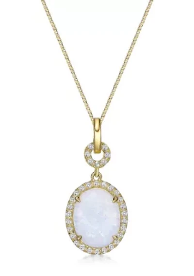 Lab Created 1.5 ct. t.w. Lab-created Opal and 1/4 ct. t.w. Lab-Created White Sapphire Pendant Necklace in Gold Plated Sterling Silver