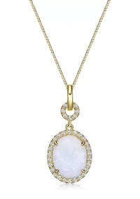 Lab Created 1.5 ct. t.w. Lab-created Opal and 1/4 ct. t.w. Lab-Created White Sapphire Pendant Necklace in Gold Plated Sterling Silver