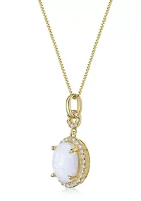 Lab Created 1.5 ct. t.w. Lab-created Opal and 1/4 ct. t.w. Lab-Created White Sapphire Pendant Necklace in Gold Plated Sterling Silver