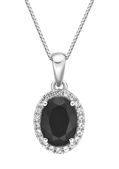 1 1/4 ct. t.w. Black Onyx and 1/10 ct. t.w. White Topaz Pendant Necklace in Sterling Silver