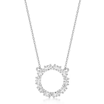 Lab Created 3 1/2 ct. t.w. White Sapphire Circle Pendant Necklace in Sterling Silver