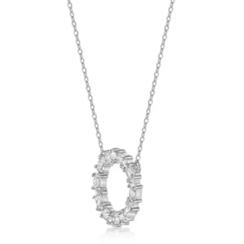 Lab Created 3 1/2 ct. t.w. White Sapphire Circle Pendant Necklace in Sterling Silver