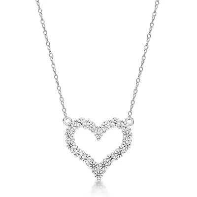 Lab Created 1 7/8 ct. t.w. White Sapphire Heart Pendant Necklace in Sterling Silver